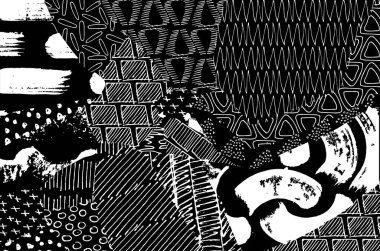 Soyut siyah darbeler, El, Vektör Deseni 'ni çizdi. Geometrik tarzda soyut arkaplan. Soyut çok renkli geometrik desen.