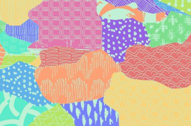 Soyut siyah darbeler, El, Vektör Deseni 'ni çizdi. Geometrik tarzda soyut arkaplan. Soyut çok renkli geometrik desen.