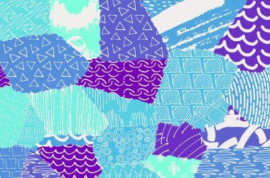 Soyut siyah darbeler, El, Vektör Deseni 'ni çizdi. Geometrik tarzda soyut arkaplan. Soyut çok renkli geometrik desen.