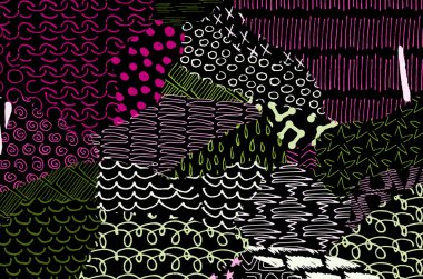 Soyut siyah darbeler, El, Vektör Deseni 'ni çizdi. Geometrik tarzda soyut arkaplan. Soyut çok renkli geometrik desen.