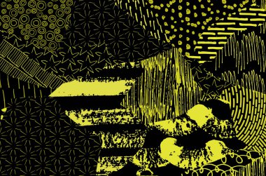 Soyut siyah darbeler, El, Vektör Deseni 'ni çizdi. Geometrik tarzda soyut arkaplan. Soyut çok renkli geometrik desen.