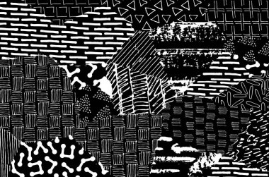 Soyut siyah darbeler, El, Vektör Deseni 'ni çizdi. Geometrik tarzda soyut arkaplan. Soyut çok renkli geometrik desen.