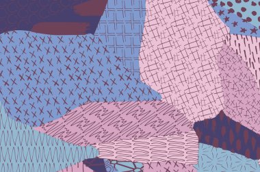 Soyut siyah darbeler, El, Vektör Deseni 'ni çizdi. Geometrik tarzda soyut arkaplan. Soyut çok renkli geometrik desen.