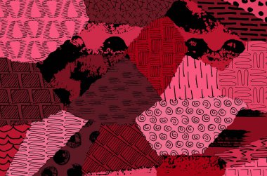 Soyut siyah darbeler, El, Vektör Deseni 'ni çizdi. Geometrik tarzda soyut arkaplan. Soyut çok renkli geometrik desen.