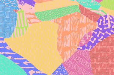 Soyut siyah darbeler, El, Vektör Deseni 'ni çizdi. Geometrik tarzda soyut arkaplan. Soyut çok renkli geometrik desen.