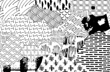 Soyut siyah darbeler, El, Vektör Deseni 'ni çizdi. Geometrik tarzda soyut arkaplan. Soyut çok renkli geometrik desen.