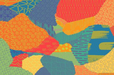 Soyut siyah darbeler, El, Vektör Deseni 'ni çizdi. Geometrik tarzda soyut arkaplan. Soyut çok renkli geometrik desen.