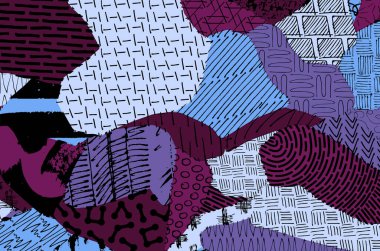 Soyut siyah darbeler, El, Vektör Deseni 'ni çizdi. Geometrik tarzda soyut arkaplan. Soyut çok renkli geometrik desen.