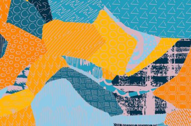 Soyut siyah darbeler, El, Vektör Deseni 'ni çizdi. Geometrik tarzda soyut arkaplan. Soyut çok renkli geometrik desen.