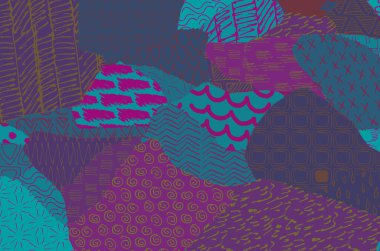 Soyut siyah darbeler, El, Vektör Deseni 'ni çizdi. Geometrik tarzda soyut arkaplan. Soyut çok renkli geometrik desen.