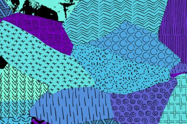 Soyut siyah darbeler, El, Vektör Deseni 'ni çizdi. Geometrik tarzda soyut arkaplan. Soyut çok renkli geometrik desen.
