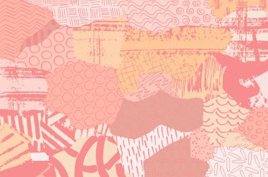 Soyut siyah darbeler, El, Vektör Deseni 'ni çizdi. Geometrik tarzda soyut arkaplan. Soyut çok renkli geometrik desen.