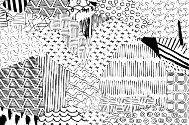 Soyut siyah darbeler, El, Vektör Deseni 'ni çizdi. Geometrik tarzda soyut arkaplan. Soyut çok renkli geometrik desen.