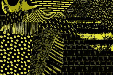 Soyut siyah darbeler, El, Vektör Deseni 'ni çizdi. Geometrik tarzda soyut arkaplan. Soyut çok renkli geometrik desen.