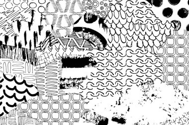 Soyut siyah darbeler, El, Vektör Deseni 'ni çizdi. Geometrik tarzda soyut arkaplan. Soyut çok renkli geometrik desen.