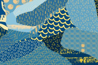 Soyut siyah darbeler, El, Vektör Deseni 'ni çizdi. Geometrik tarzda soyut arkaplan. Soyut çok renkli geometrik desen.