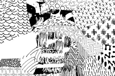 Soyut siyah darbeler, El, Vektör Deseni 'ni çizdi. Geometrik tarzda soyut arkaplan. Soyut çok renkli geometrik desen.