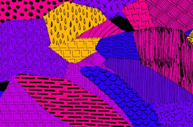 Soyut siyah darbeler, El, Vektör Deseni 'ni çizdi. Geometrik tarzda soyut arkaplan. Soyut çok renkli geometrik desen.