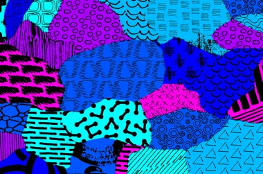 Soyut siyah darbeler, El, Vektör Deseni 'ni çizdi. Geometrik tarzda soyut arkaplan. Soyut çok renkli geometrik desen.