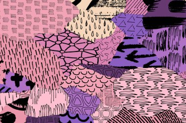 Soyut siyah darbeler, El, Vektör Deseni 'ni çizdi. Geometrik tarzda soyut arkaplan. Soyut çok renkli geometrik desen.