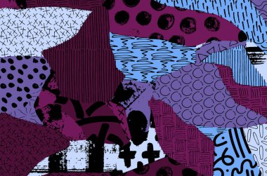 Soyut siyah darbeler, El, Vektör Deseni 'ni çizdi. Geometrik tarzda soyut arkaplan. Soyut çok renkli geometrik desen.