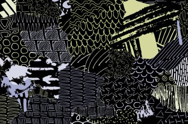 Soyut siyah darbeler, El, Vektör Deseni 'ni çizdi. Geometrik tarzda soyut arkaplan. Soyut çok renkli geometrik desen.