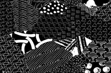 Soyut siyah darbeler, El, Vektör Deseni 'ni çizdi. Geometrik tarzda soyut arkaplan. Soyut çok renkli geometrik desen.