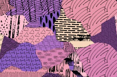 Soyut siyah darbeler, El, Vektör Deseni 'ni çizdi. Geometrik tarzda soyut arkaplan. Soyut çok renkli geometrik desen.