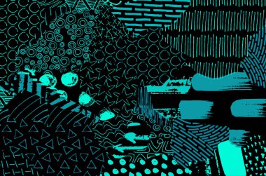 Soyut siyah darbeler, El, Vektör Deseni 'ni çizdi. Geometrik tarzda soyut arkaplan. Soyut çok renkli geometrik desen.