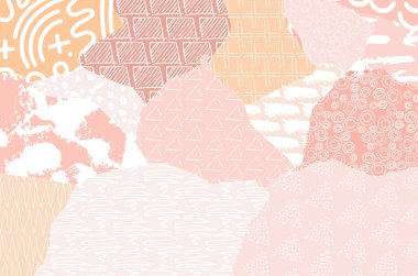 Soyut siyah darbeler, El, Vektör Deseni 'ni çizdi. Geometrik tarzda soyut arkaplan. Soyut çok renkli geometrik desen.