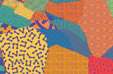 Soyut siyah darbeler, El, Vektör Deseni 'ni çizdi. Geometrik tarzda soyut arkaplan. Soyut çok renkli geometrik desen.