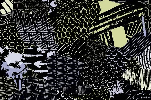 Soyut siyah darbeler, El, Vektör Deseni 'ni çizdi. Geometrik tarzda soyut arkaplan. Soyut çok renkli geometrik desen.