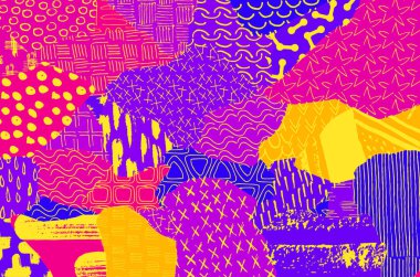 Soyut siyah darbeler, El, Vektör Deseni 'ni çizdi. Geometrik tarzda soyut arkaplan. Soyut çok renkli geometrik desen.