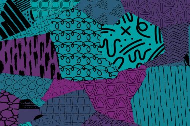 Soyut siyah darbeler, El, Vektör Deseni 'ni çizdi. Geometrik tarzda soyut arkaplan. Soyut çok renkli geometrik desen.