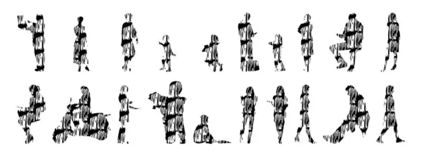 Siluetas Vectores Siluetas Contorno Personas Dibujo Contorno Silueta Personas Icono — Archivo Imágenes Vectoriales