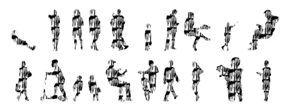 Sílhuetas Vetoriais Sílhuetas Contorno Pessoas Desenho Contorno Silhueta Pessoas Conjunto —  Vetores de Stock