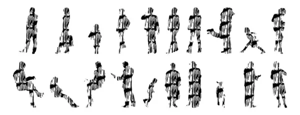 Vector Silhouettes Outline Silhouettes People Contour Drawing People Silhouette Icon — 스톡 벡터