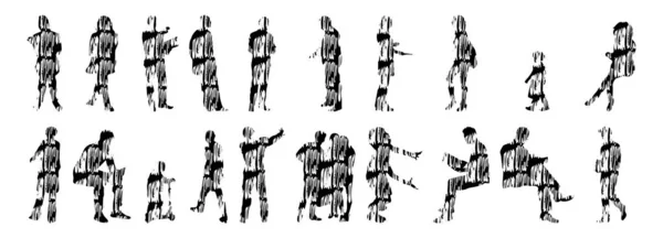 Sagome Vettoriali Sagome Sagomate Delle Persone Disegno Contorno Sagoma Delle — Vettoriale Stock