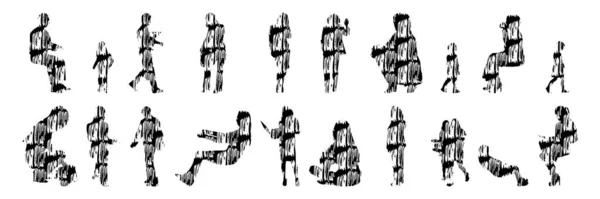 Siluetas Vectores Siluetas Contorno Personas Dibujo Contorno Silueta Personas Icono — Archivo Imágenes Vectoriales