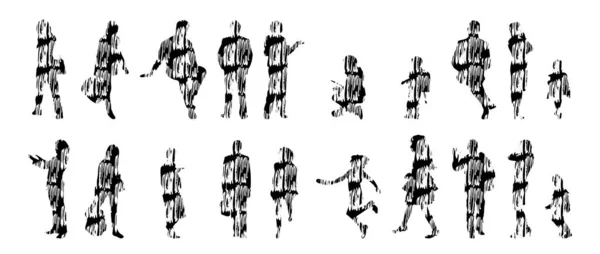 Siluetas Vectores Siluetas Contorno Personas Dibujo Contorno Silueta Personas Icono — Archivo Imágenes Vectoriales