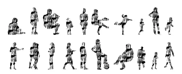 Siluetas Vectores Siluetas Contorno Personas Dibujo Contorno Silueta Personas Icono — Archivo Imágenes Vectoriales