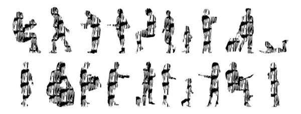 Silhouettes Vectorielles Silhouettes Esquissées Personnes Dessin Contour Silhouette Personnes Icône — Image vectorielle