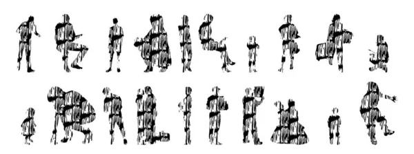 Siluetas Vectores Siluetas Contorno Personas Dibujo Contorno Silueta Personas Icono — Archivo Imágenes Vectoriales