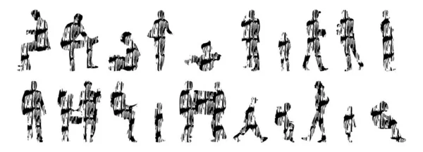 Siluetas Vectores Siluetas Contorno Personas Dibujo Contorno Silueta Personas Icono — Archivo Imágenes Vectoriales