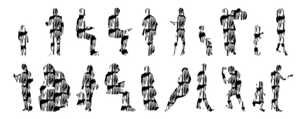 Silhouettes Vectorielles Silhouettes Esquissées Personnes Dessin Contour Silhouette Personnes Icône — Image vectorielle