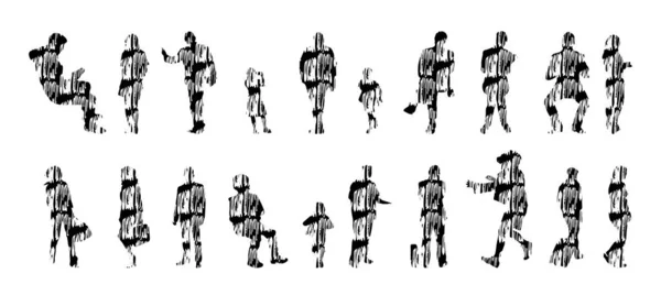 Siluetas Vectores Siluetas Contorno Personas Dibujo Contorno Silueta Personas Icono — Archivo Imágenes Vectoriales