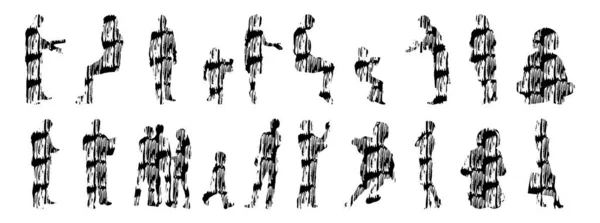 Vektor Silhuetter Disposition Silhuetter Människor Contour Ritning Människor Siluett Ikon — Stock vektor