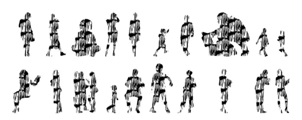 Silhouettes Vectorielles Silhouettes Esquissées Personnes Dessin Contour Silhouette Personnes Icône — Image vectorielle