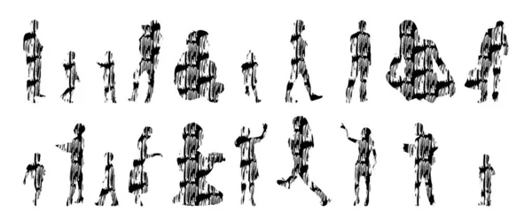 Silhouettes Vectorielles Silhouettes Esquissées Personnes Dessin Contour Silhouette Personnes Icône — Image vectorielle