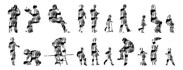 Sílhuetas Vetoriais Sílhuetas Contorno Pessoas Desenho Contorno Silhueta Pessoas Conjunto —  Vetores de Stock